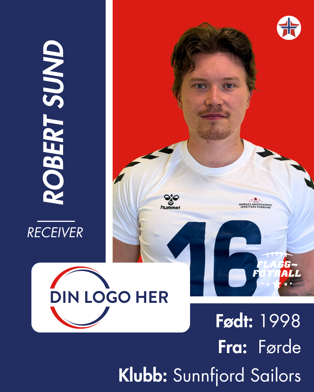 FLAGGFOTBALL HERRELANDSLAG - Donasjonsnivå Gull